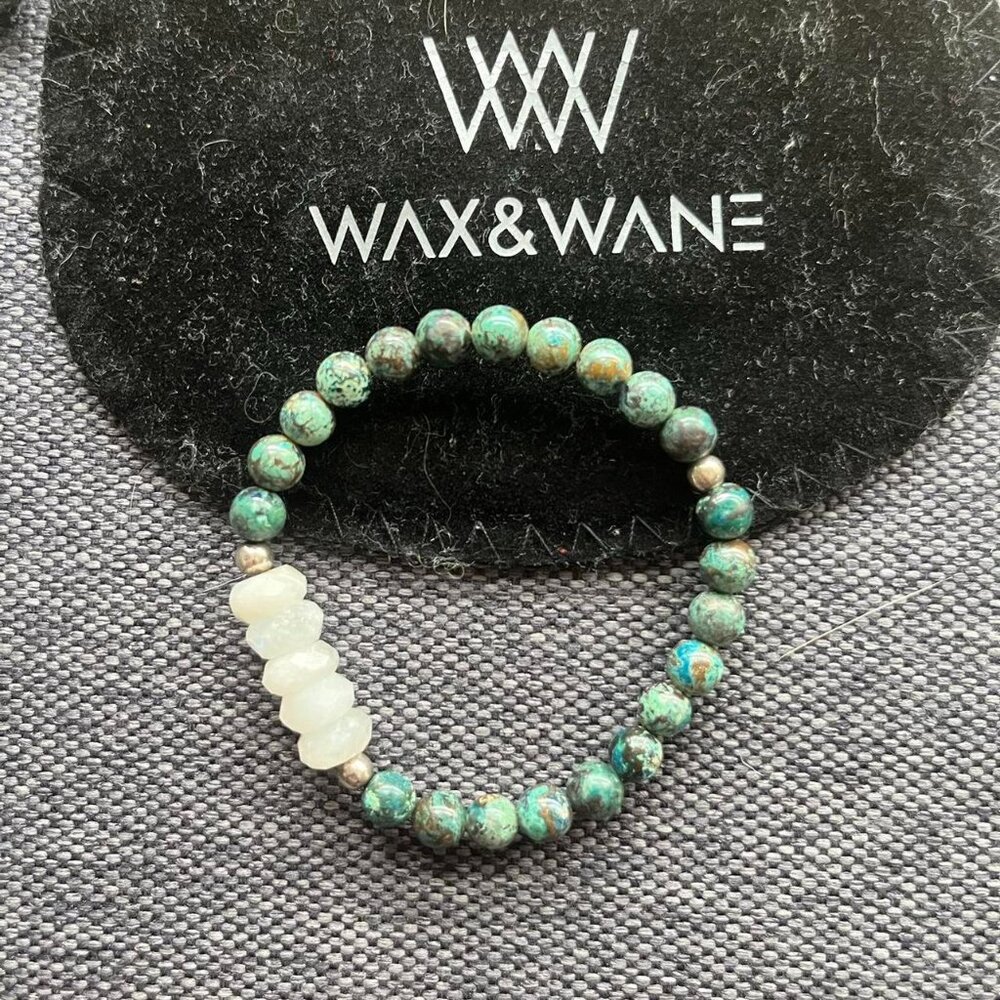 Wax & Wane Chrysocolla and Moonstone bracelet 4MM!